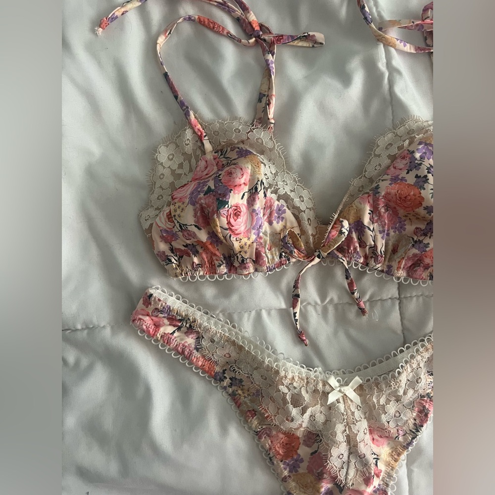 **SOLD** For Love & Lemons - floral lace bralette + panty set